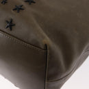 Jimmy Choo Studs Tote Bag Leather Brown Silver Auth BA8672-16