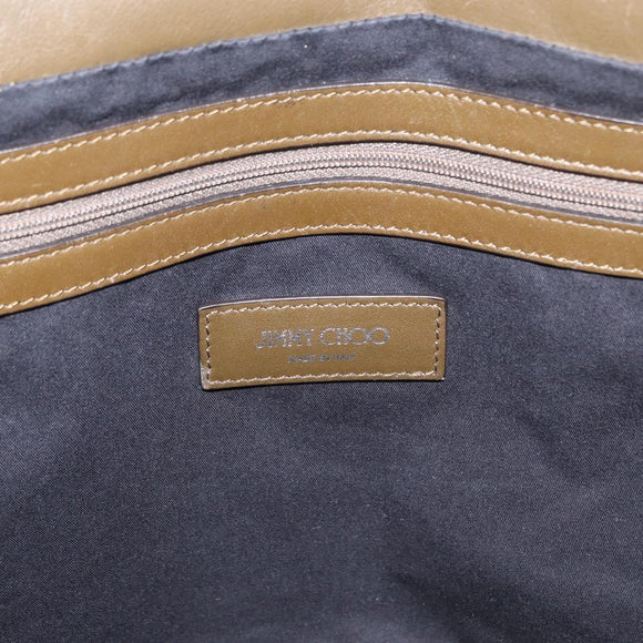 Jimmy Choo Studs Tote Bag Leather Brown Silver Auth BA8672