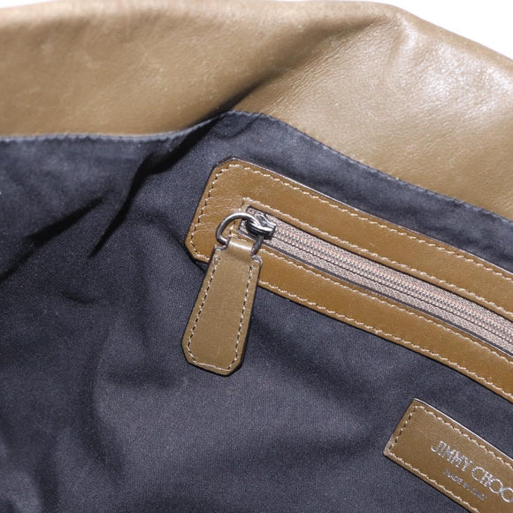 Jimmy Choo Studs Tote Bag Leather Brown Silver Auth BA8672