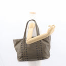 Jimmy Choo Studs Tote Bag Leather Brown Silver Auth BA8672-21