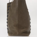 Jimmy Choo Studs Tote Bag Leather Brown Silver Auth BA8672-3