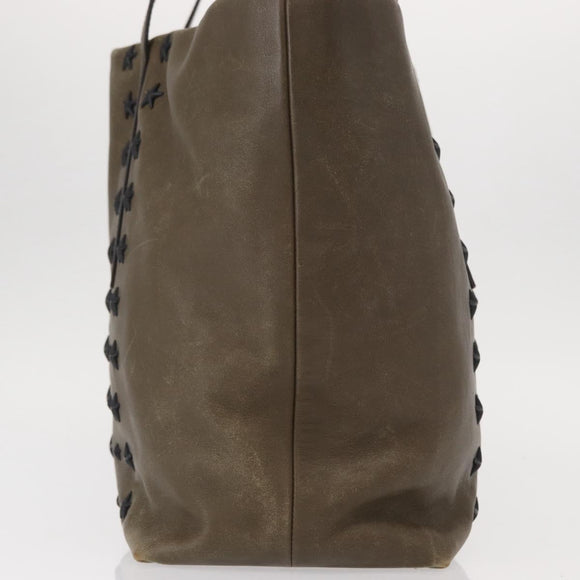 Jimmy Choo Studs Tote Bag Leather Brown Silver Auth BA8672
