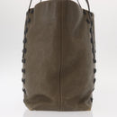 Jimmy Choo Studs Tote Bag Leather Brown Silver Auth BA8672-4