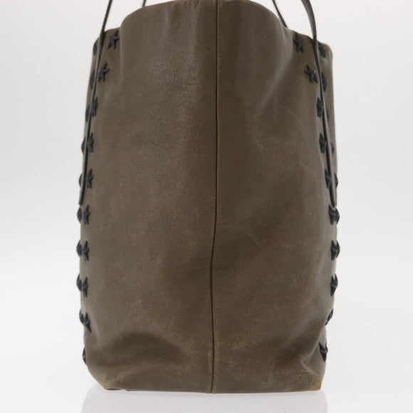 Jimmy Choo Studs Tote Bag Leather Brown Silver Auth BA8672
