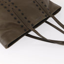 Jimmy Choo Studs Tote Bag Leather Brown Silver Auth BA8672-6