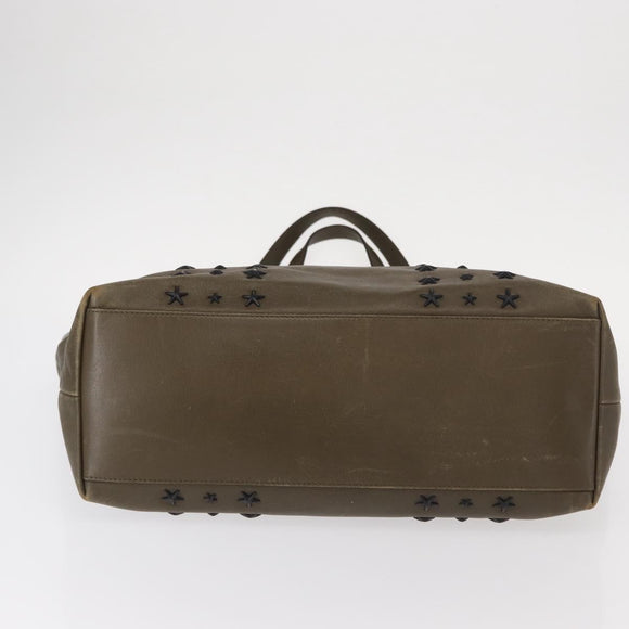 Jimmy Choo Studs Tote Bag Leather Brown Silver Auth BA8672