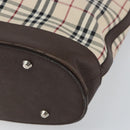 BURBERRY Nova Check Tote Bag PVC Beige Silver Auth BA8673-9