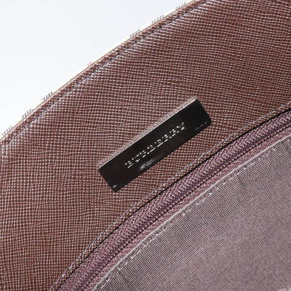BURBERRY Nova Check Tote Bag PVC Beige Silver Auth BA8673
