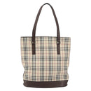 BURBERRY Nova Check Tote Bag PVC Beige Silver Auth BA8673-13