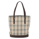 BURBERRY Nova Check Tote Bag PVC Beige Silver Auth BA8673-2
