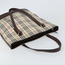 BURBERRY Nova Check Tote Bag PVC Beige Silver Auth BA8673-6