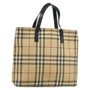 BURBERRY Nova Check Tote Bag PVC Beige Silver Auth BA8674-1