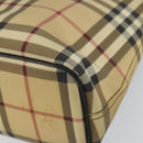 BURBERRY Nova Check Tote Bag PVC Beige Silver Auth BA8674-15