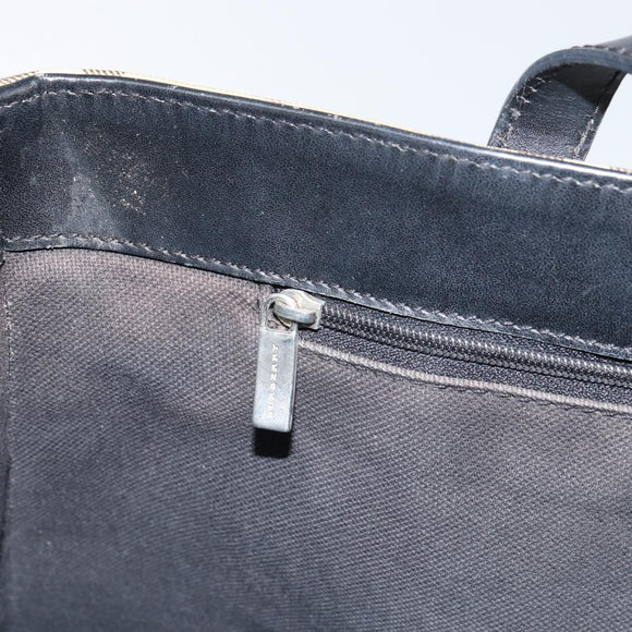 BURBERRY Nova Check Tote Bag PVC Beige Silver Auth BA8674