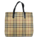 BURBERRY Nova Check Tote Bag PVC Beige Silver Auth BA8674-13