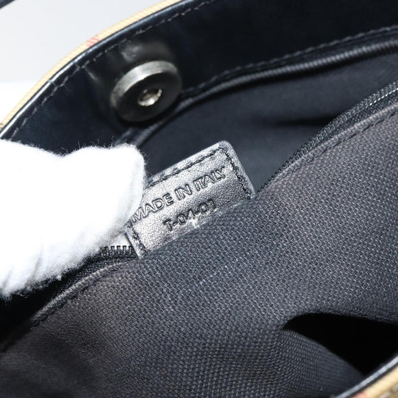 BURBERRY Nova Check Tote Bag PVC Beige Silver Auth BA8674