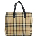 BURBERRY Nova Check Tote Bag PVC Beige Silver Auth BA8674-2