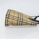 BURBERRY Nova Check Tote Bag PVC Beige Silver Auth BA8674-3