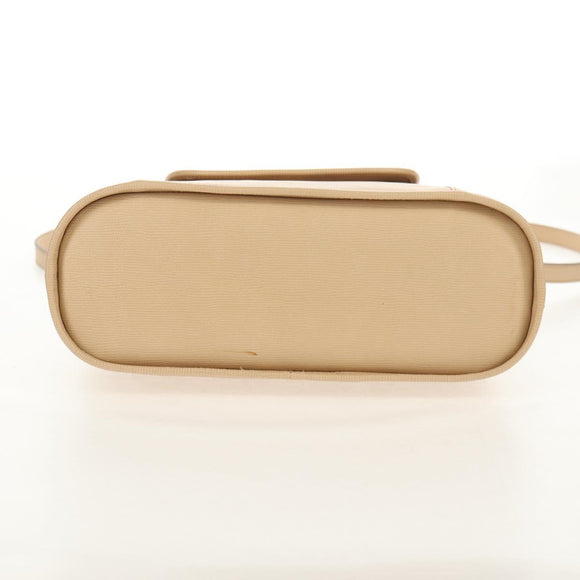 CELINE Hand Bag Leather 2way Beige Gold Auth BA8676V