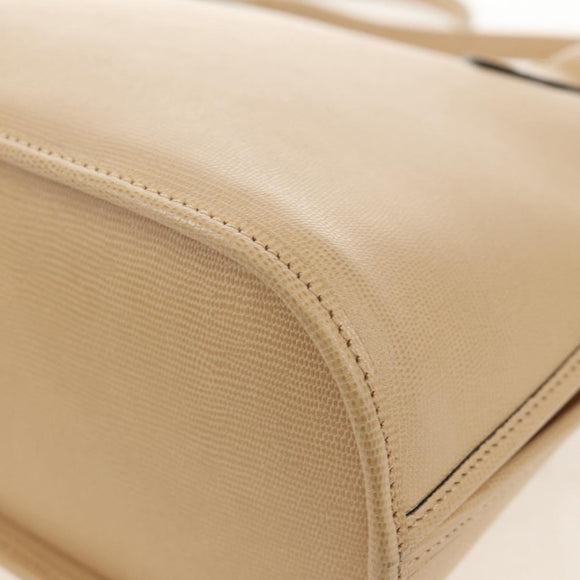 CELINE Hand Bag Leather 2way Beige Gold Auth BA8676V