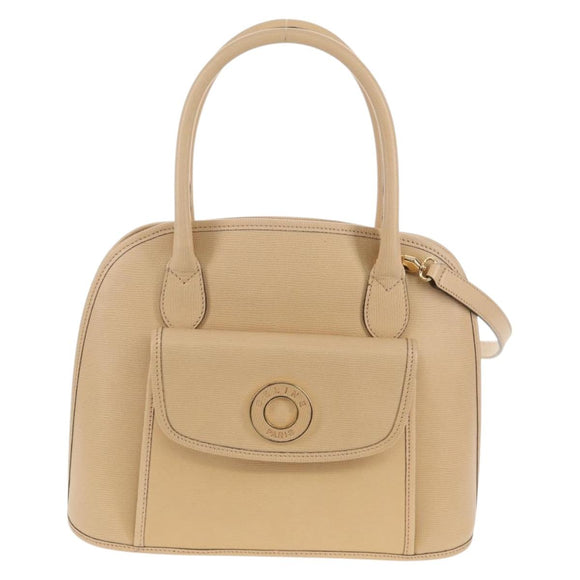 CELINE Hand Bag Leather 2way Beige Gold Auth BA8676V