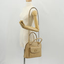 CELINE Hand Bag Leather 2way Beige Gold Auth BA8676V-30
