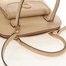 CELINE Hand Bag Leather 2way Beige Gold Auth BA8676V-7