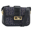 CELINE C Sulky Shoulder Bag Canvas Navy Gold Auth BA8677-1