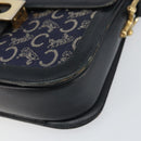 CELINE C Sulky Shoulder Bag Canvas Navy Gold Auth BA8677-9