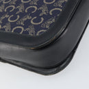 CELINE C Sulky Shoulder Bag Canvas Navy Gold Auth BA8677-16