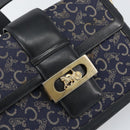 CELINE C Sulky Shoulder Bag Canvas Navy Gold Auth BA8677-17