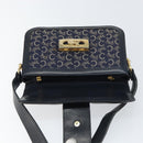 CELINE C Sulky Shoulder Bag Canvas Navy Gold Auth BA8677-10