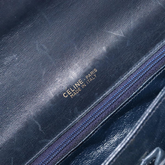 CELINE C Sulky Shoulder Bag Canvas Navy Gold Auth BA8677