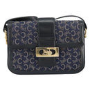CELINE C Sulky Shoulder Bag Canvas Navy Gold Auth BA8677-13