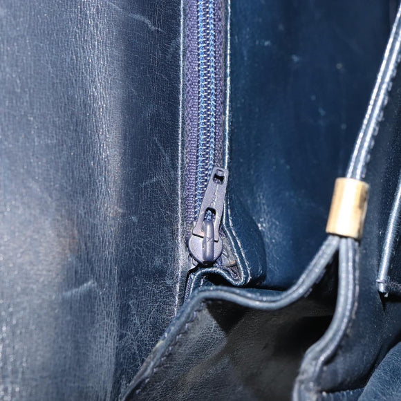 CELINE C Sulky Shoulder Bag Canvas Navy Gold Auth BA8677