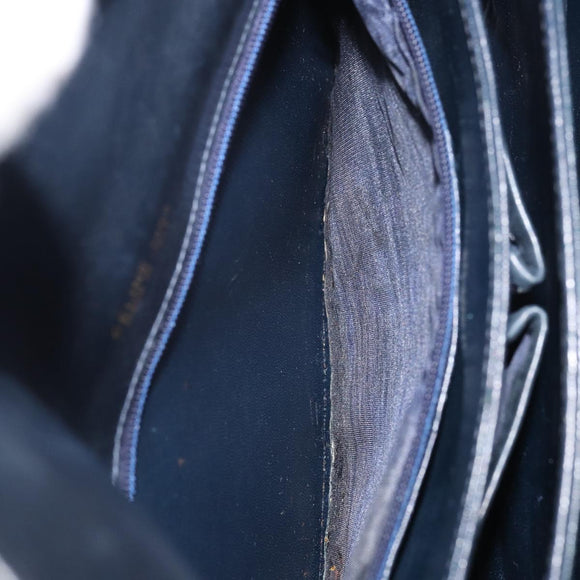 CELINE C Sulky Shoulder Bag Canvas Navy Gold Auth BA8677