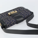 CELINE C Sulky Shoulder Bag Canvas Navy Gold Auth BA8677-6