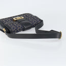 CELINE C Sulky Shoulder Bag Canvas Navy Gold Auth BA8677-7