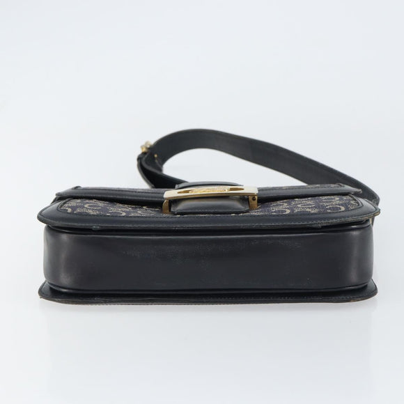 CELINE C Sulky Shoulder Bag Canvas Navy Gold Auth BA8677