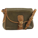 CELINE Shoulder Bag Leather Khaki Gold Auth BA8678-1