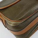 CELINE Shoulder Bag Leather Khaki Gold Auth BA8678-14