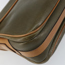 CELINE Shoulder Bag Leather Khaki Gold Auth BA8678-16