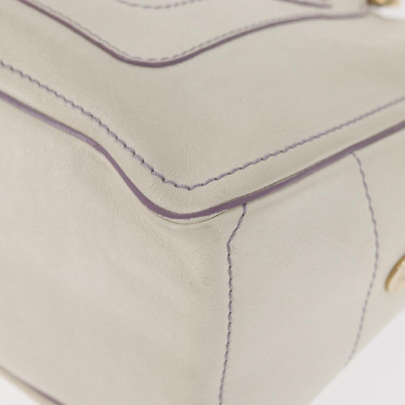 CELINE Boogie Hand Bag Leather White Gold Auth BA8679