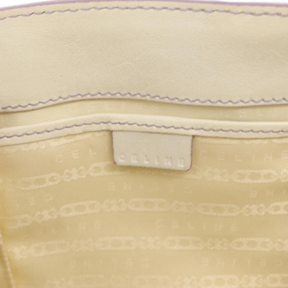 CELINE Boogie Hand Bag Leather White Gold Auth BA8679