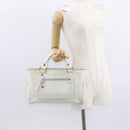 CELINE Boogie Hand Bag Leather White Gold Auth BA8679-27