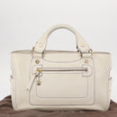 CELINE Boogie Hand Bag Leather White Gold Auth BA8679-12