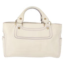 CELINE Boogie Hand Bag Leather White Gold Auth BA8679-2