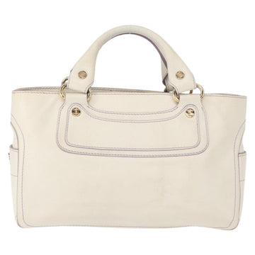 CELINE Boogie Hand Bag Leather White Gold Auth BA8679 - 0
