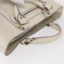 CELINE Boogie Hand Bag Leather White Gold Auth BA8679-6