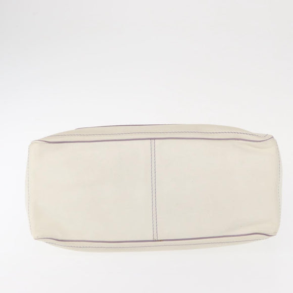 CELINE Boogie Hand Bag Leather White Gold Auth BA8679